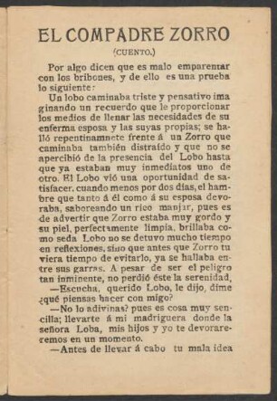El compadre zorro : (Cuento.)