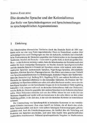 Die deutsche Sprache und der Kolonialismus. Zur Rolle von Sprachideologemen und Spracheinstellungen in sprachenpolitischen Argumentationen