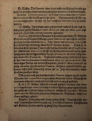Antwort Ioannis Keppleri Sae. Cae. Mtis. Mathematici auff D. Helisaei Röslini Mecici et Philosophi Discurs von heutiger Zeit beschaffenheit und wie es künfftig ergehen werde