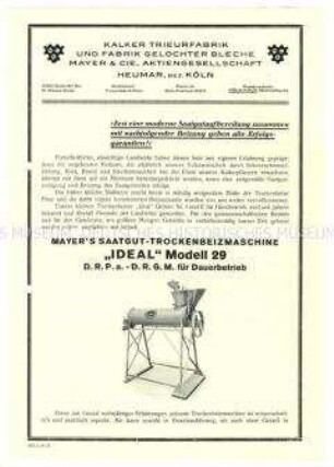 Saatgut-Trockenbeizmaschine "Ideal" Modell 29