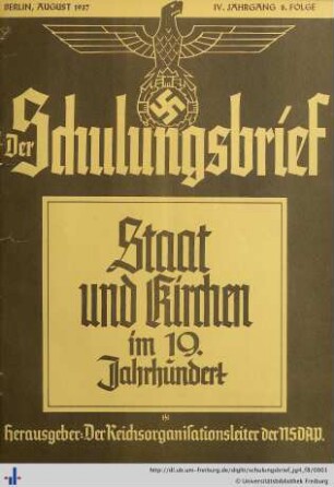 IV. Jahrgang, Folge 8: Der Schulungsbrief