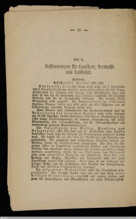 V. Bestimmungen für Landheer, Seemacht und Luftfahrt