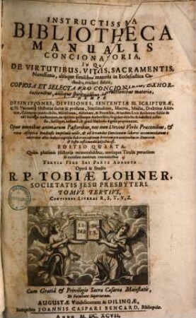 Instructissima Bibliotheca manualis concionatoria ..., 3.