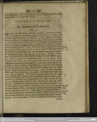 Observatio CX. De Sententia Reformatoria