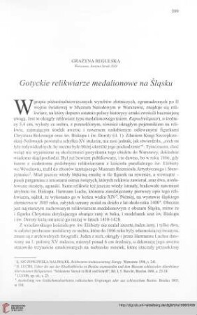 Gotyckie relikwiarze medalionowe na Śląsku