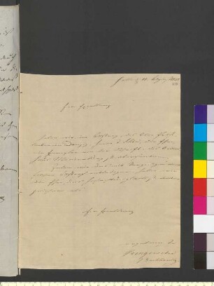 Brief von Rengersche Buchhandlung an Goethe, Johann Wolfgang von