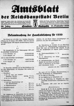 Sonder-Ausgabe, 11. September 1939