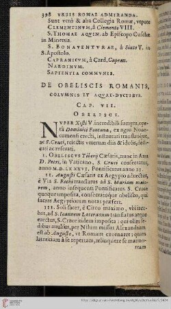 De Obeliscis Romanis, Columnis Et Aque-Ductibus