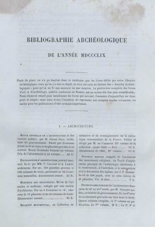 BIBLIOGRAPHIE ARCHÉOLOGIQUE DE L'ANNÉE MDCCCLIX
