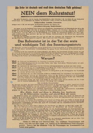 "NEIN dem Ruhrstatut!"