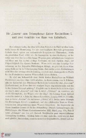 2: Die "Laurea" zum Triumphzuge Kaiser Maximilians I. und zwei Gemälde von Haus von Kulmbach