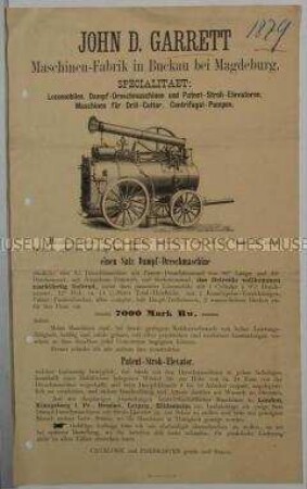Satz Dampf-Dreschmaschine, Patent-Stroh-Elevator