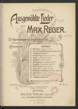 Ausgewählte Lieder : für Harmonium mit beigefügtem Text
