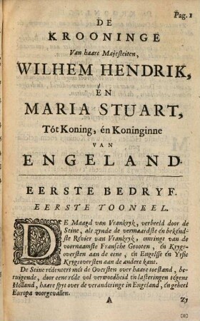 De Krooninge Van haare Majesteiten, Wilhelm Hendrik, Én Maria Stuart, Tót Koning, én Koninginne van Engeland, Vrankryk, én Yrland