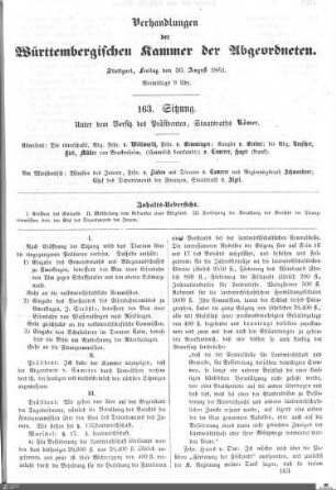 163. Sitzung, Stuttgart, 30.8.1861