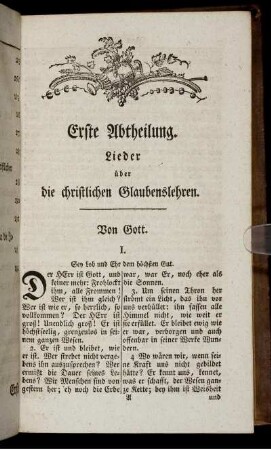 Erste Abtheilung. Lieder über die christlichen Glaubenslehren.