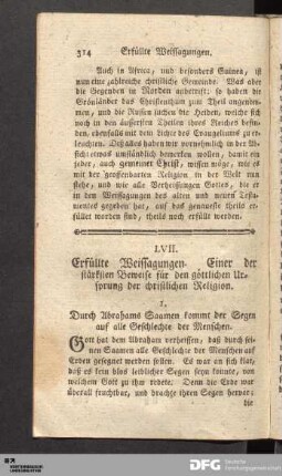 LVII. Erfüllte Weissagungen. Einer der stärksten Beweise für den göttlichen Ursprung der christlichen Religion.