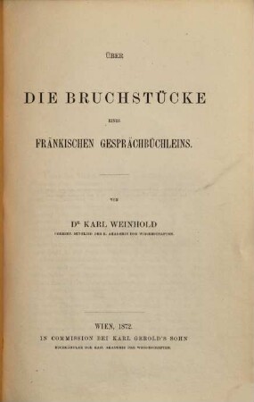 Ueber die Bruchstücke eines fränkischen Gesprächbüchleins