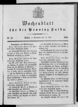 Nr. 16, Ausgabe vom 15. April 1848
