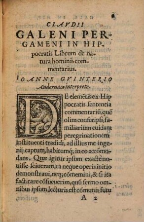 Galeni in Hippocratis librum de natura hominis commentarius