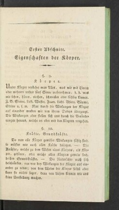 Erster Abschnitt. Eigenschaften der Koerper.
