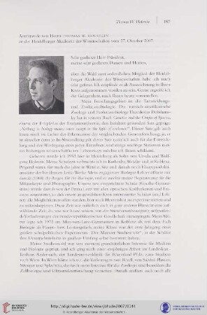 Antrittsrede vom 27. Oktober 2007