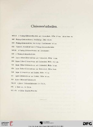 Cloisonnéarbeiten (Nr. 940-964)