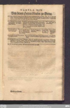 Tabula XLVII. Von denen Herren Grafen zu Brena.