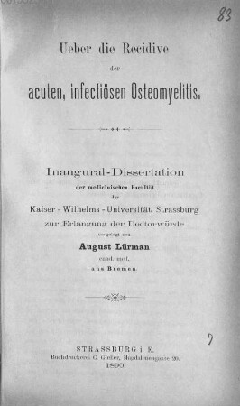 Ueber die Recidive der acuten, infectiösen Osteomyelitis