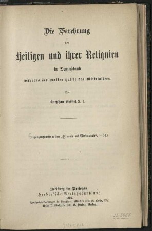 Die Verehrung der Heiligen und ihrer Reliquien in Deutschland während der zweiten Hälfte des Mittelalters