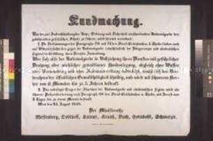 Maueranschlag: Bekanntmachung des Ministerrates zum Schutz der Nationalgarde; Wien, 24. August 1848