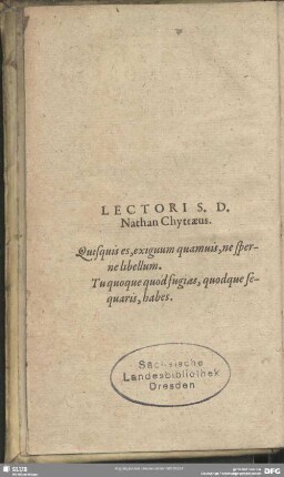 Lectori S. D. Nathan Chytraeus