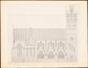 Kirche: Seitenansicht (aus: Drucke von Seminararbeiten der Königlich Technischen Hochschule Berlin, Bd. I)