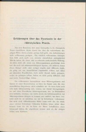 Erfahrungen über das Pyoctanin in der chirurgischen Praxis.