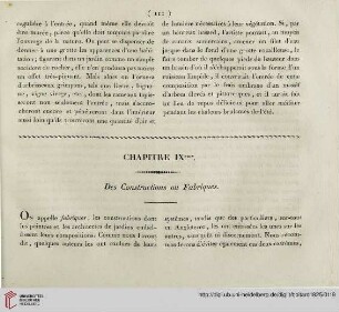 Chapitre IXeme: Des Constructions ou Fabriques