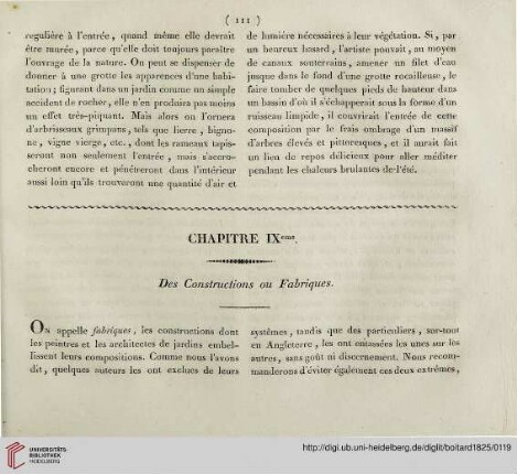 Chapitre IXeme: Des Constructions ou Fabriques