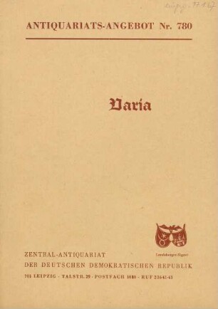 Nr. 780: Varia