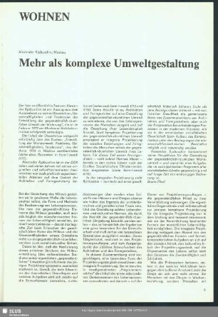 Mehr als komplexe Umweltgestaltung : Wohnen