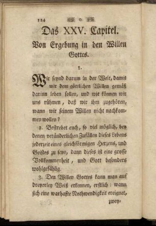 Das XXV. Capitel. Von Ergebung in den Willen Gottes.
