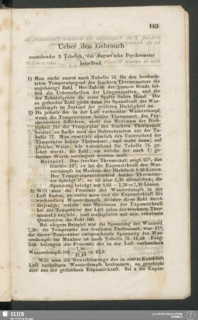 Ueber den Gebrauch vorstehender 2 Tabellen, das August'sche Psychrometer betreffend