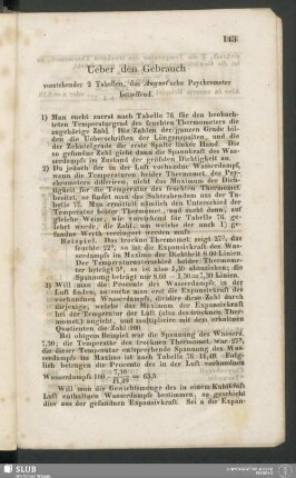 Ueber den Gebrauch vorstehender 2 Tabellen, das August'sche Psychrometer betreffend