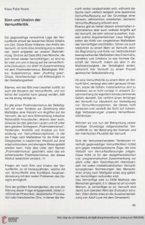 Sinn und Unsinn der Vernunftkritik