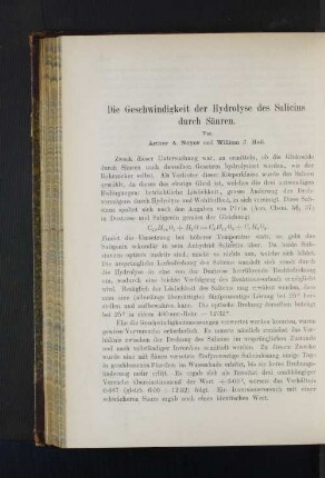 Die Geschwindigkeit der Hydrolyse des Salicins durch Säuren