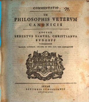 Commentatio De philosophis Veterum Canonicis