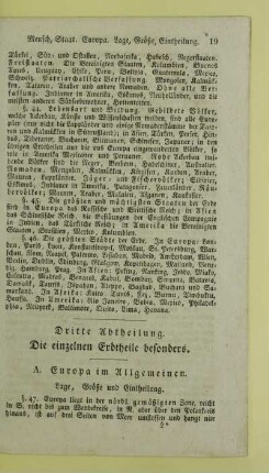 Dritte Abtheilung. Die einzelnen Erdtheile besonders
