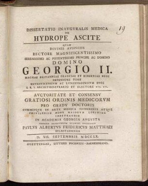Dissertatio Inavgvralis Medica De Hydrope Ascite