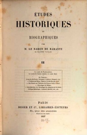 Etudes historiques et biographiques. 2