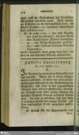 Zwölfte Unterredung am 18ten Januar 1782