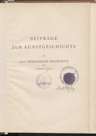 Das Venezianische Skizzenbuch und seine Beziehungen zur Umbrischen Malerschule
