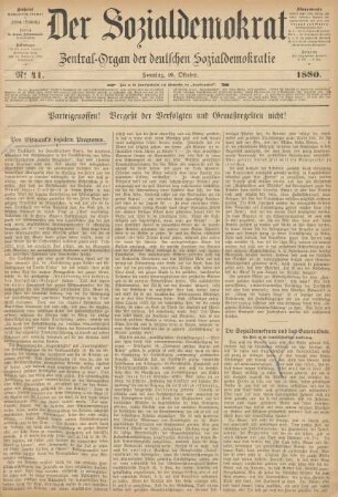 No 41. Sonntag, 10. Oktober. 1880.